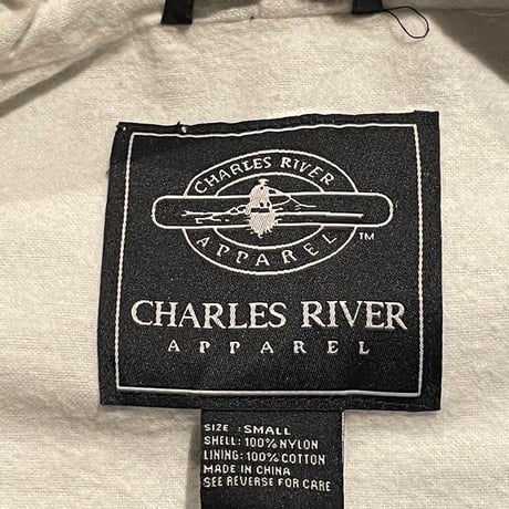 Charles River チャールズリバー　企業系刺繍　ハーフジップ　ナイロン　アノラックパーカー　ブラック  A874