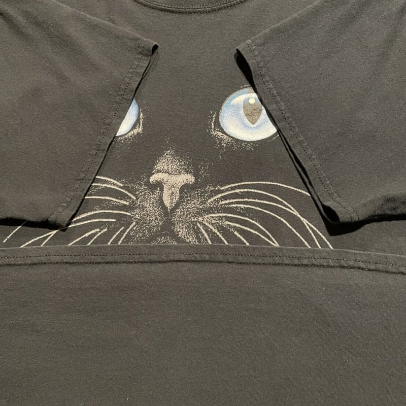 GILDAN 黒猫 どアップ Tシャツ アニマル Lサイズ ブラック | 古着屋Quest