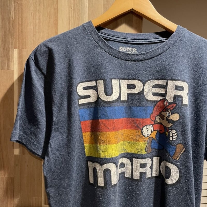 Nintendo SUPER MARIO プリント tシャツ Lサイズ ダークグレー | 古着...