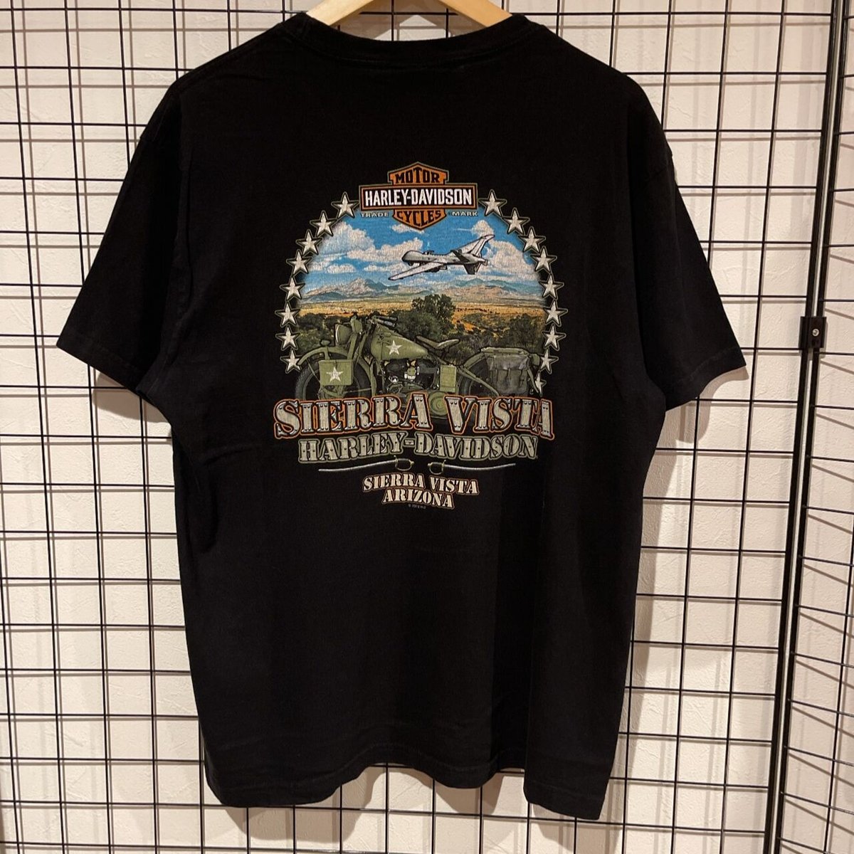 USA製】ハーレーダビッドソン USA国旗デザインTシャツ 人気黒 F578