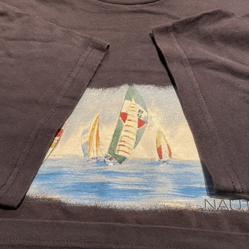 NAUTICA プリントTシャツ Mサイズ ネイビー | 古着屋Quest