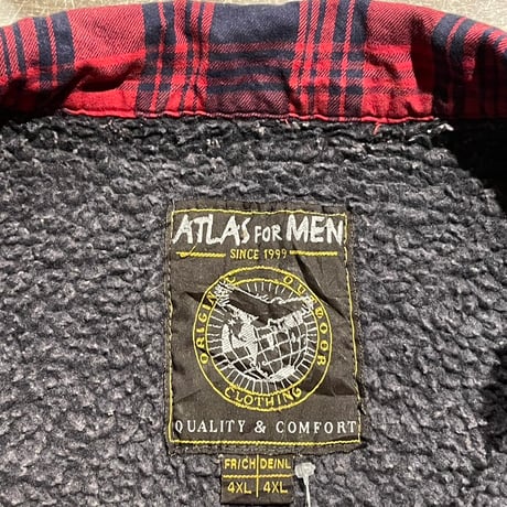 ATLAS FOR MEN 裏ボア　チェック柄　長袖シャツ　ユーロ古着　ビッグサイズ　C688