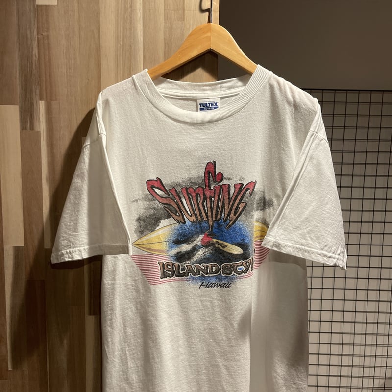 90s TULTEX タルテックス サーフプリント 半袖Tシャツ 白T C021 | 古着