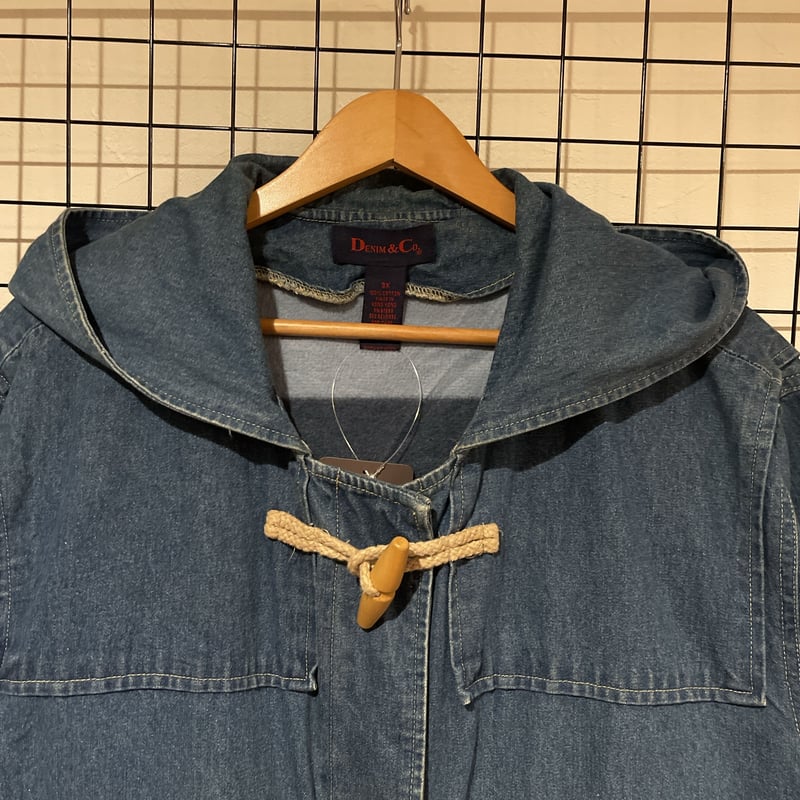 90s DENIM&CO. デニムアンドコー デニムダッフルコート C397 フリース