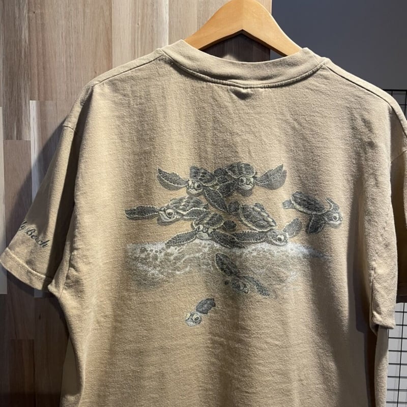 Hanes BEEFY-T アニマル ウミガメ デザイン Tシャツ Lサイズ サンド