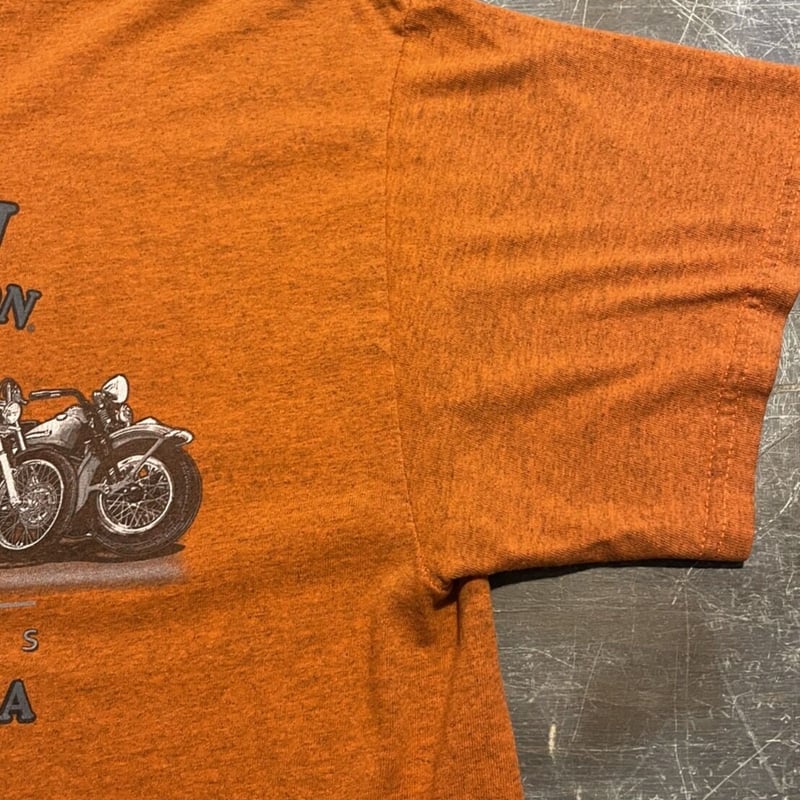 HARLEY-DAVIDSON プリントTシャツ 霜降り オレンジ | 古着屋Quest