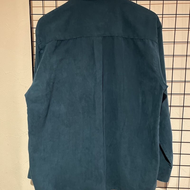 アメカジ シャツ シンプル グリーン系 フェイク スエード USA 90s