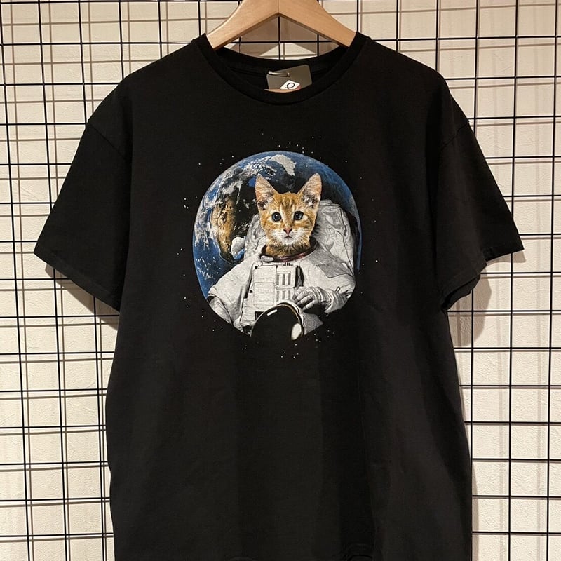 Unknown 宇宙飛行士な猫 アニマルプリントTシャツ A176 | 古着屋Quest