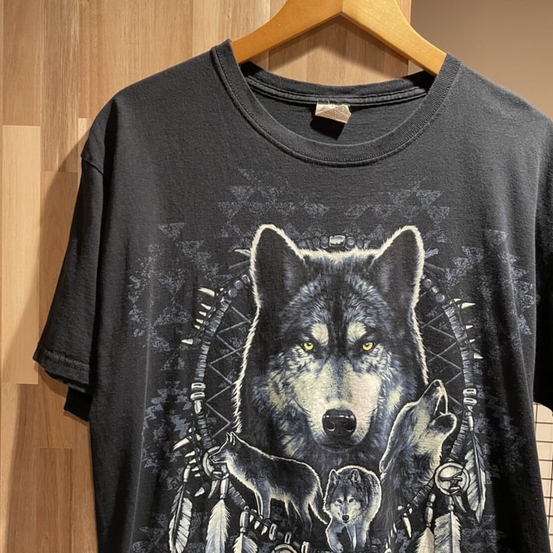 予約販売品 WOLF 90s アニマルプリントTシャツ USA製 古着 シングル 