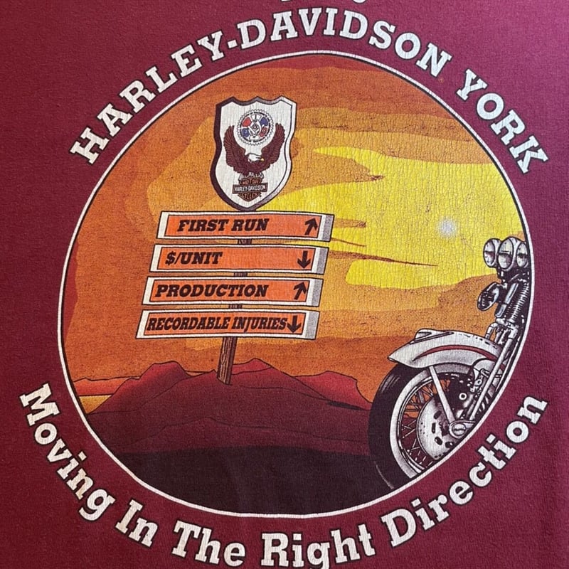 HARLEY DAVIDSON 's プリントTシャツ アメリカ製 L えんじ色   古着