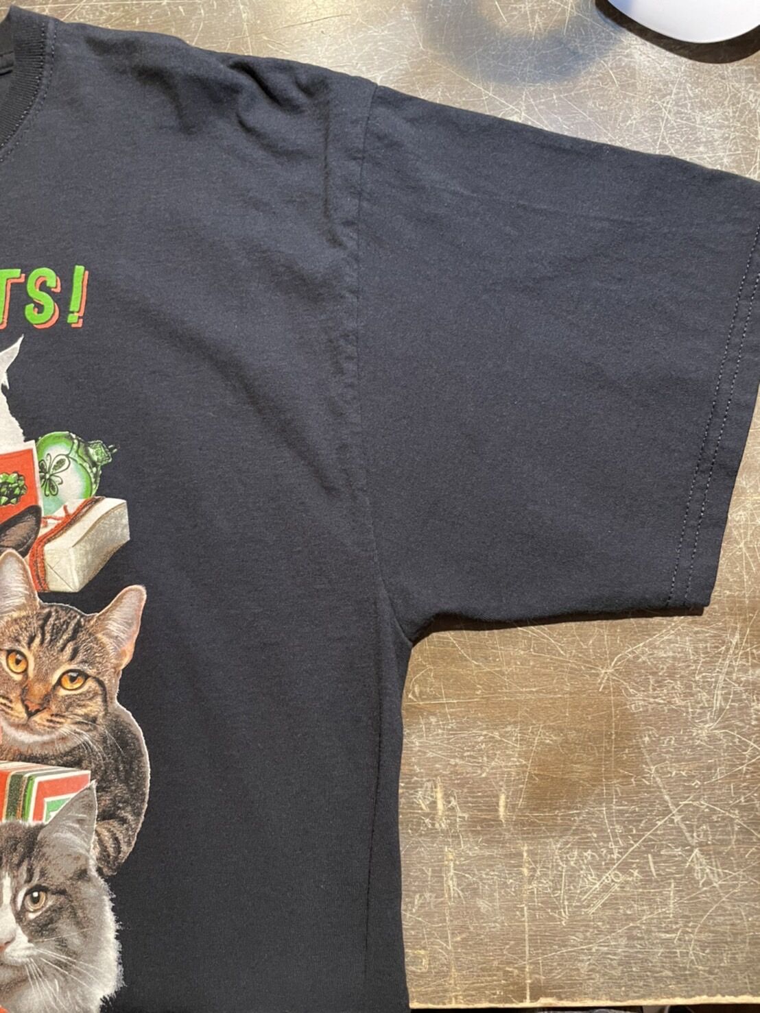 アニマルTシャツtシャツユニコーンキャット動物猫ANIMAL黒XLアートプリント
