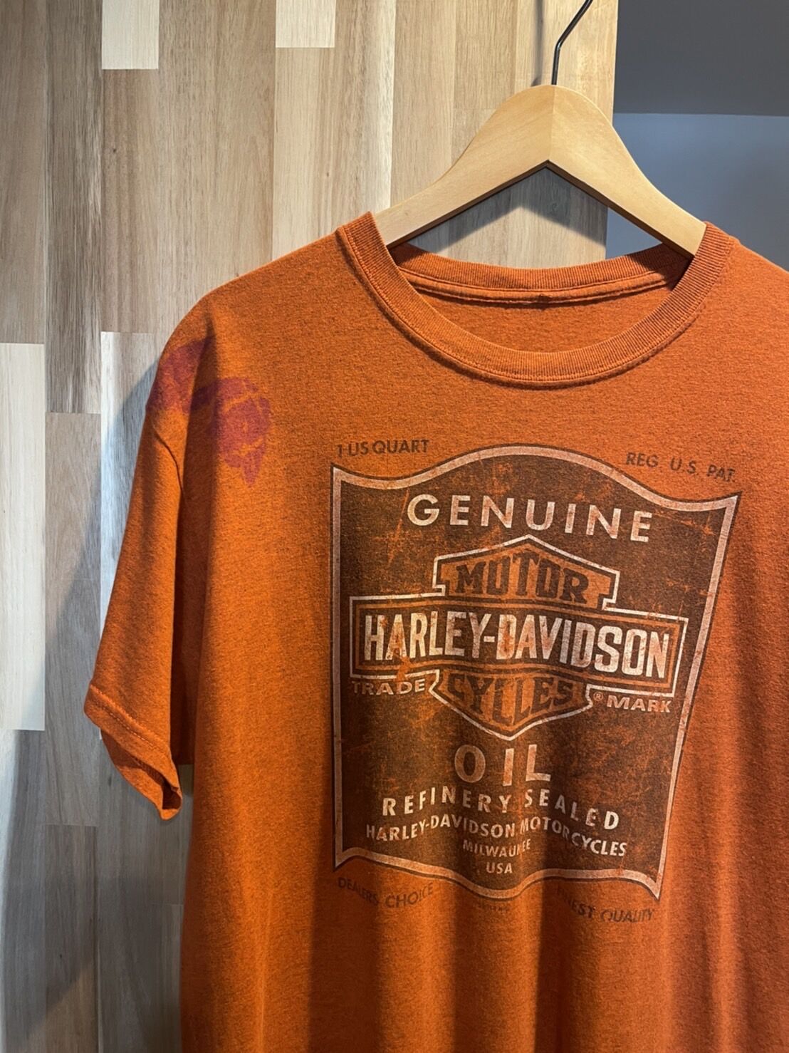 SALE/ HARLEY DAVIDSON ハーレーダビッドソン ロゴプリント 半袖Ｔシャツ アメカジ オレンジ (メンズ L)   O0553
