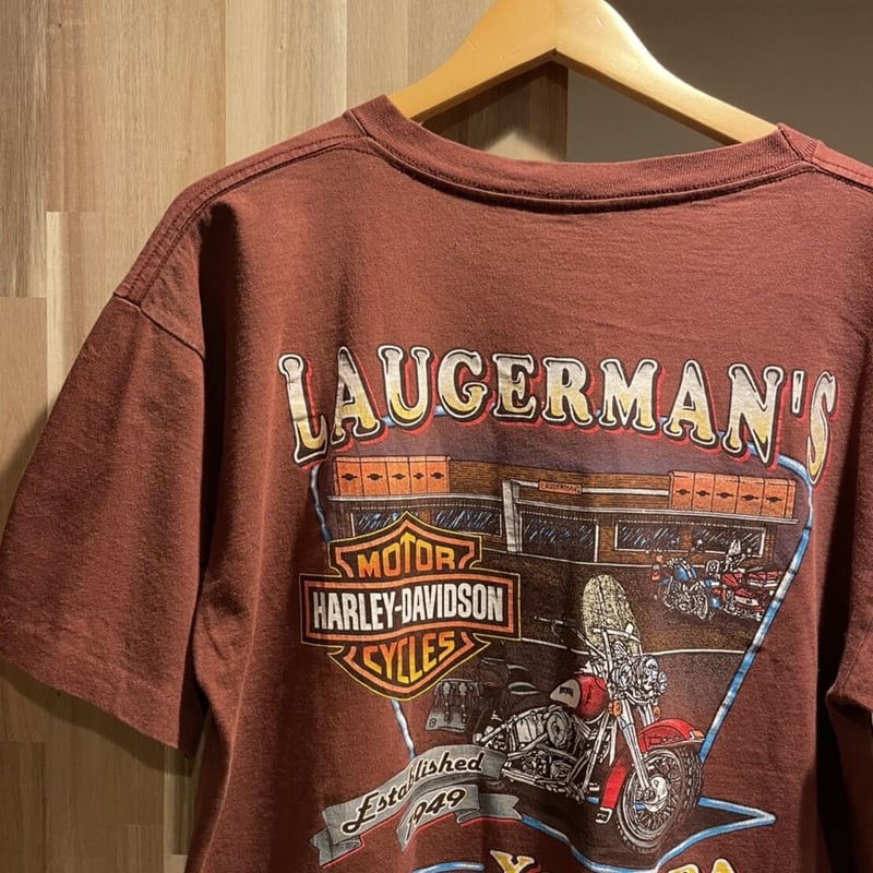 90s HARLEY-DAVIDSON ポケット付き プリントTシャツ アメリカ製 L えん...