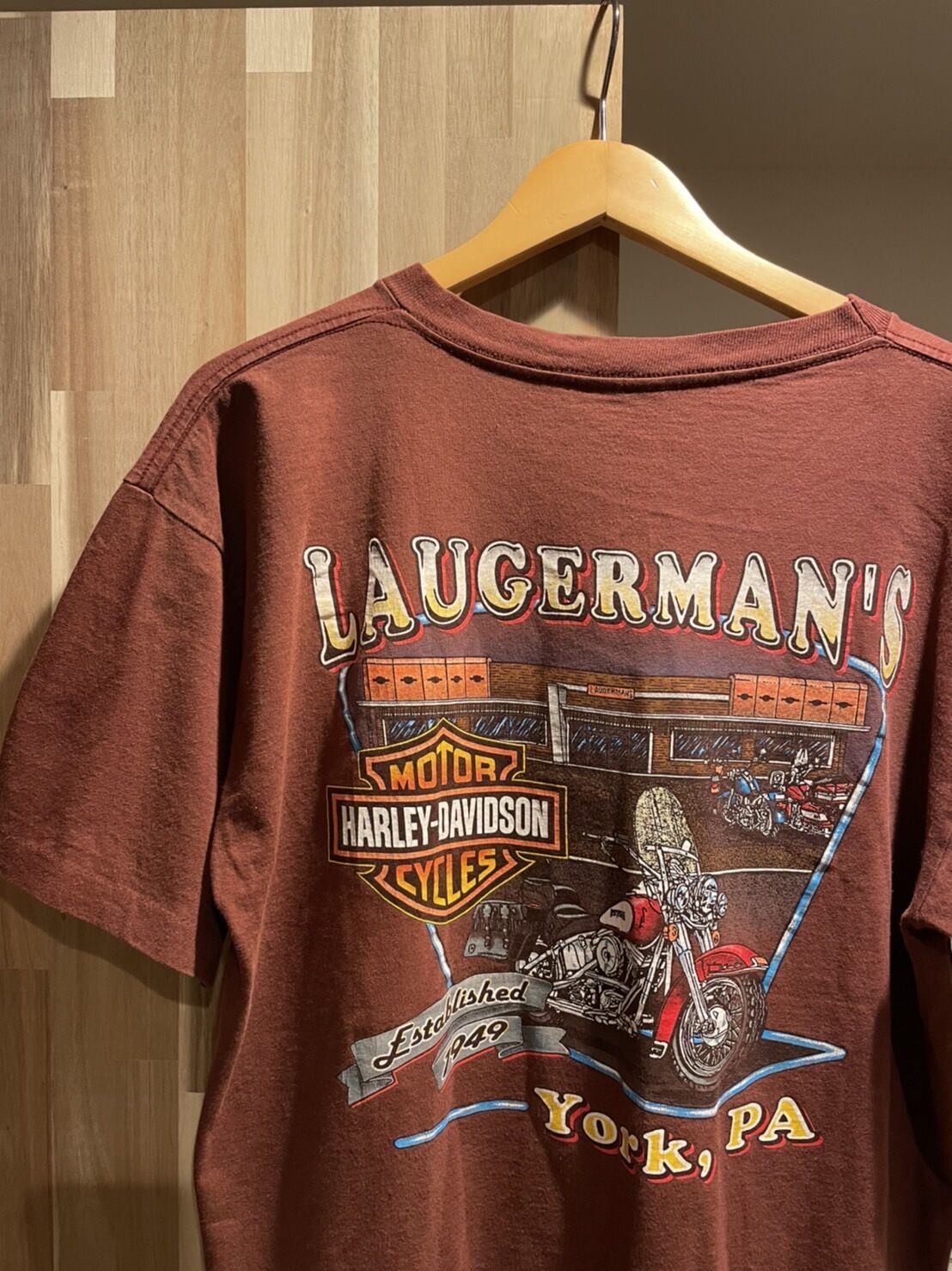 80”s HARLEY DAVIDSON   ポケット付きTシャツ ブラック L