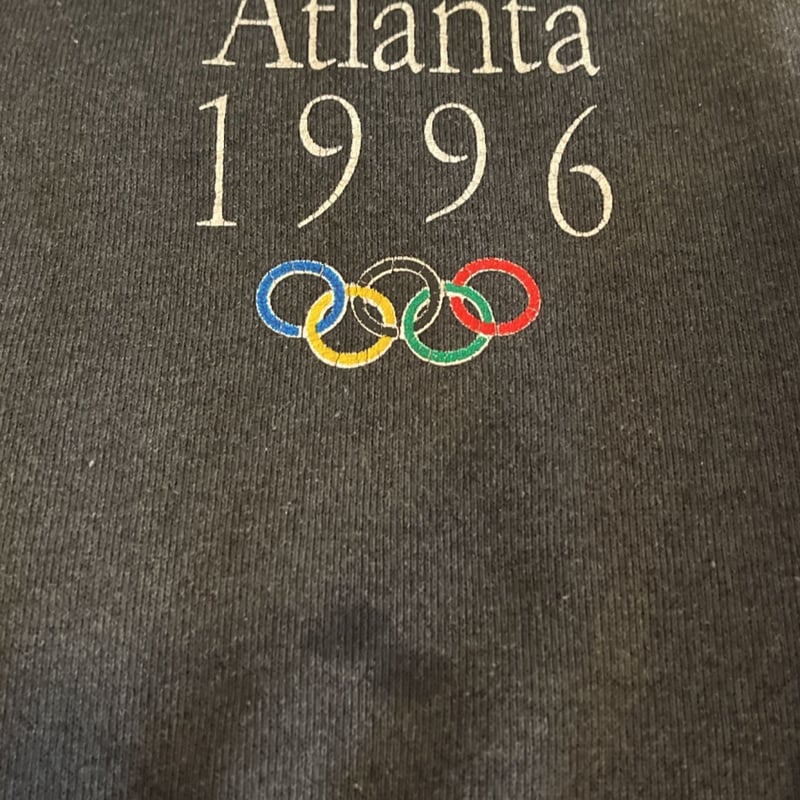 96年 DELTA アトランタオリンピックスウェット ラグランスリーブ 丸首 トレーナー プリント ブルー (メンズ XL)   O3347