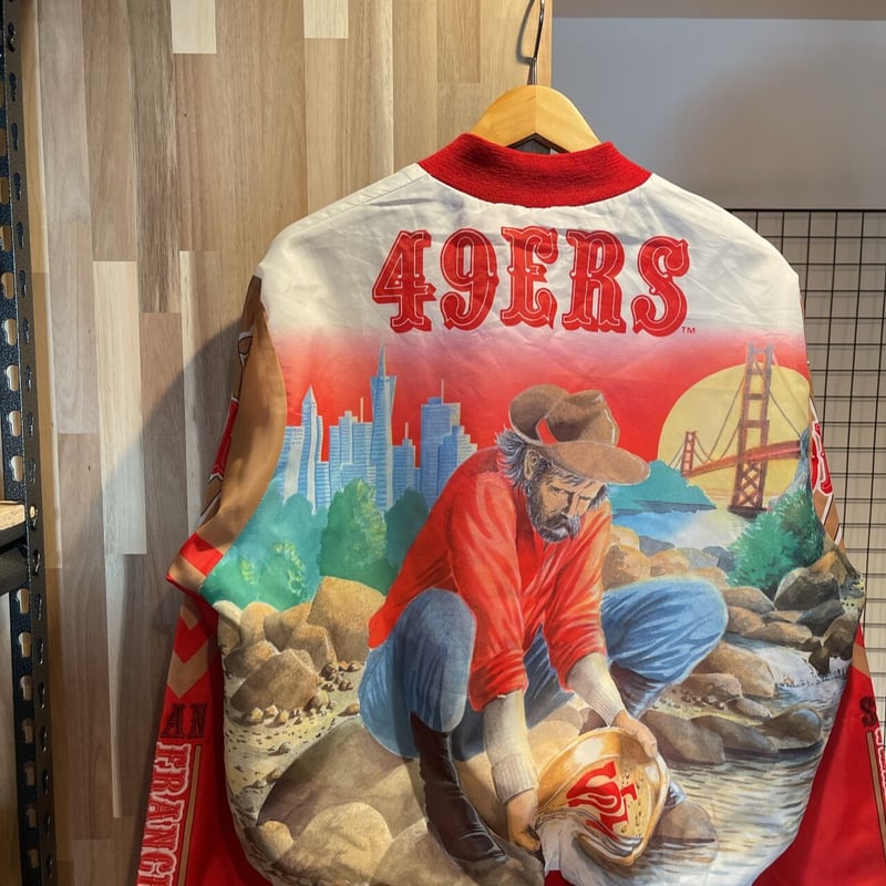 希少XLサイズ チョークライン サンフランシスコ・49ers スタジャン USA製 チョークライン San Francisco 49ers スタジャン M 薄手