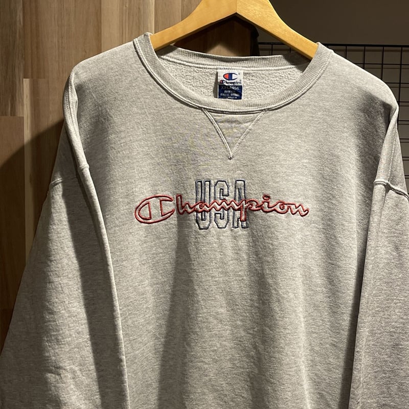 90s Champion チャンピオン 刺繍ロゴ 前Vガゼット スウェットシャツ 90s Champion チャンピオン 刺繍ロゴ 前Vガゼット スウェットシャツ