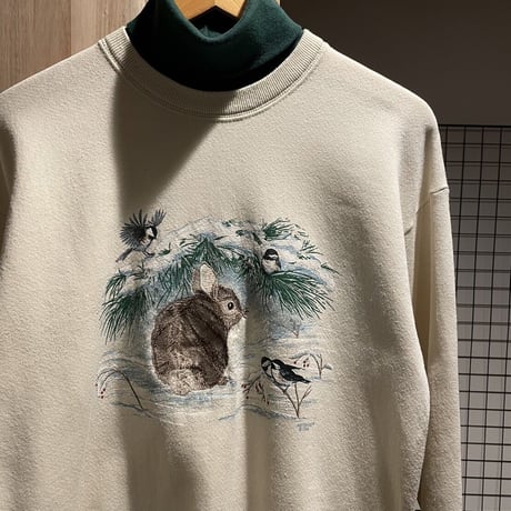 USA製 vintage ネズミ 襟付きアニマルプリントスウェット