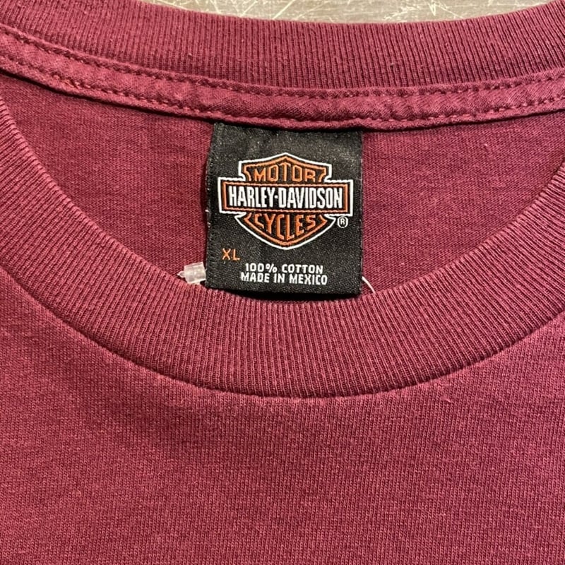 HARLEY-DAVIDSON スカル プリントTシャツ XLサイズ ワインレッド ...