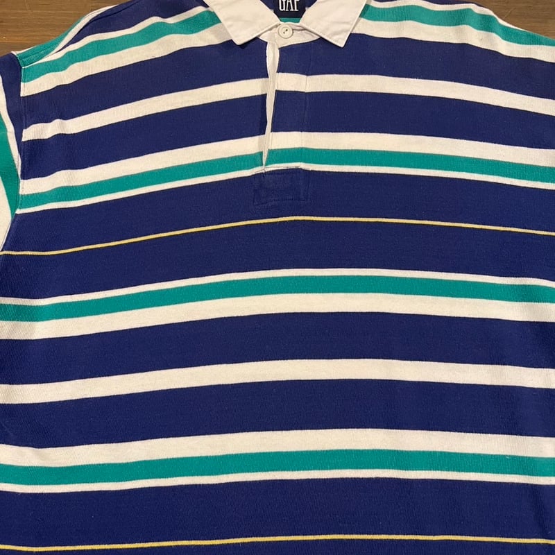 90s オールドギャップ ラガーシャツ 太ボーダー サイドスリット 袖リブ 90s オールドギャップ ラガーシャツ 太ボーダー サイドスリット