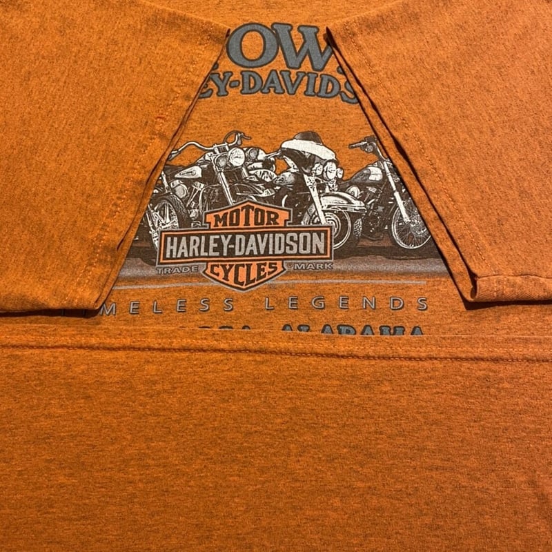 HARLEY-DAVIDSON プリントTシャツ 霜降り オレンジ | 古着屋Quest