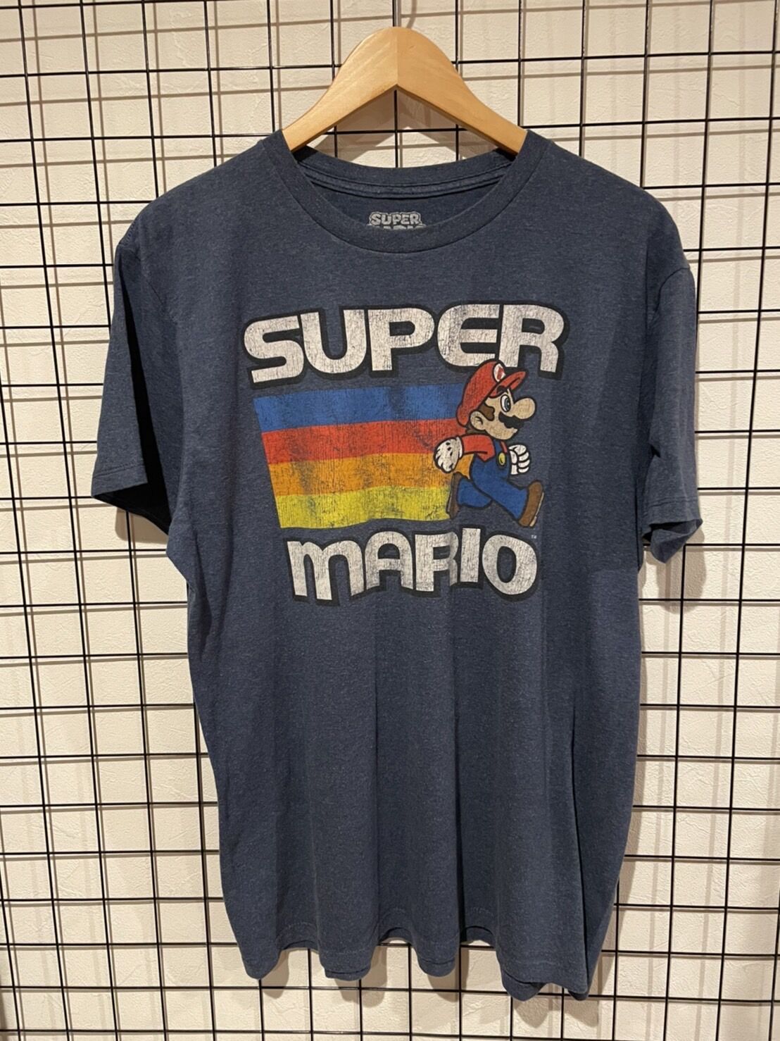 Nintendo SUPER MARIO プリント tシャツ Lサイズ ダークグレー | 古着...