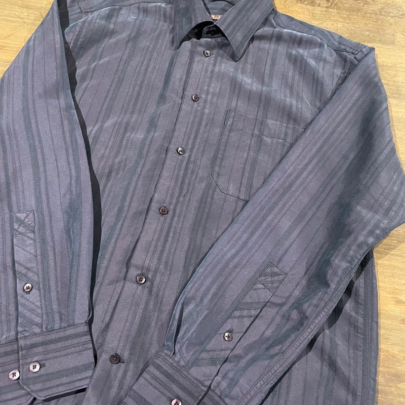 Brice ストライプ柄 長袖 シャツ ユーロ古着 パープル D266 | 古着屋Quest