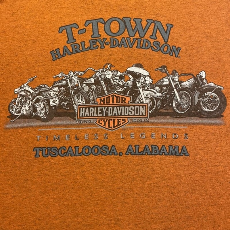 HARLEY-DAVIDSON プリントTシャツ 霜降り オレンジ | 古着屋Quest