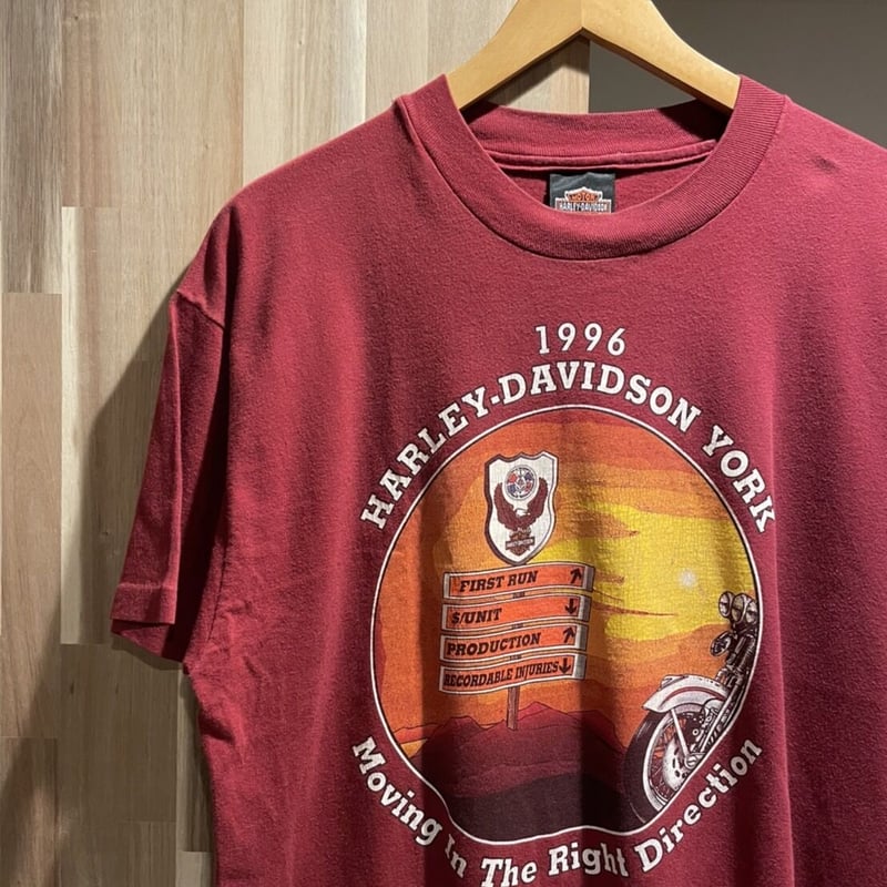 HARLEY-DAVIDSON 90's プリントTシャツ アメリカ製 L えんじ色 | 古着