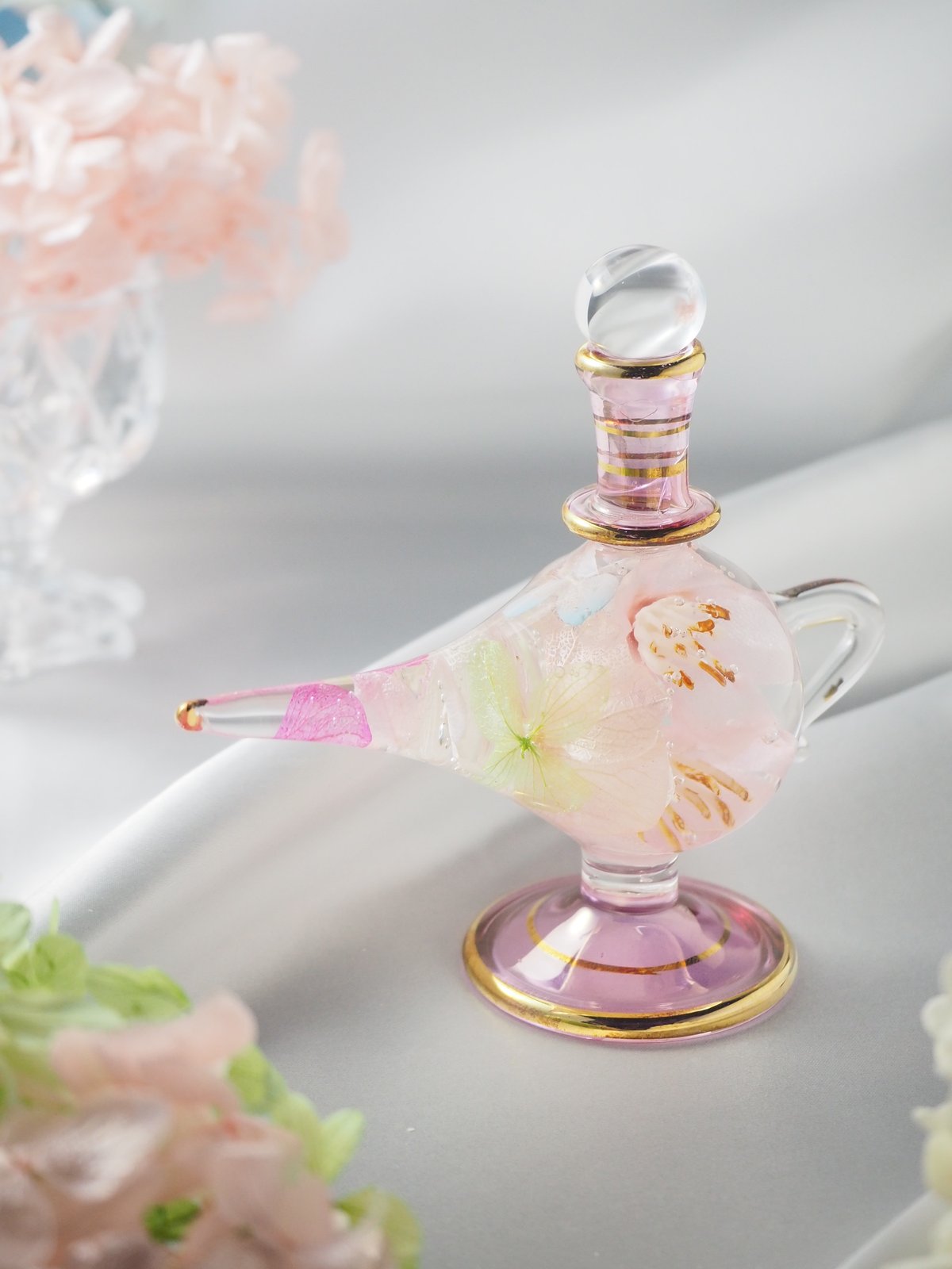 1249 春爛漫イースター 桜とお花畑 フラワーインテリアシーグラスアート 飾り ◯春❀桜ランプ 数量限定 フラワーアートグラス | シュト flower