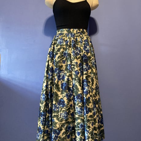 blue floral long skirt