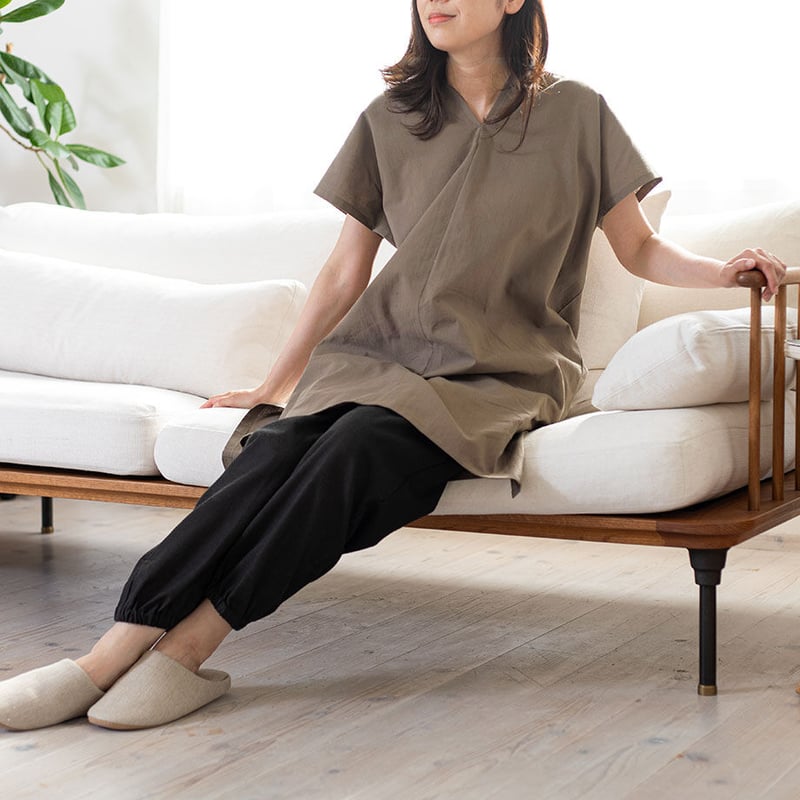 和晒のカレンシャツ ロング｜カーキ | くらす和晒（わざらし）｜洗って