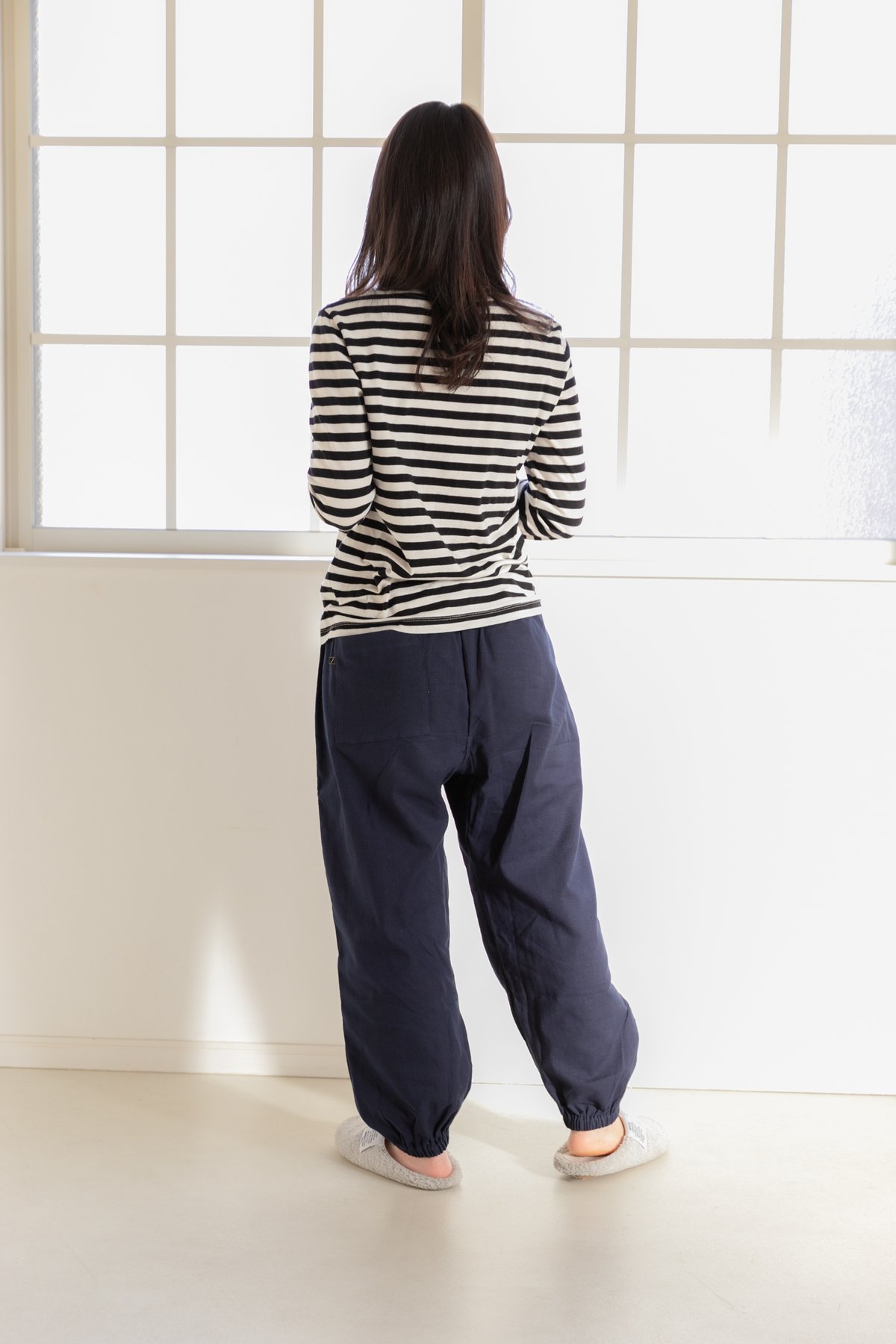 和晒ガーゼもんぺ 無地 ネイビー | くらす和晒（わざらし）｜洗って