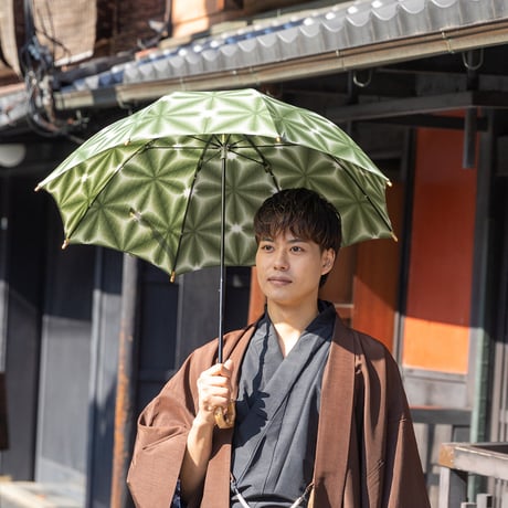 雪ん子　型染めリメイク日傘 レディース日傘】麻トーションレース-1706-折りたたみ-ブラック