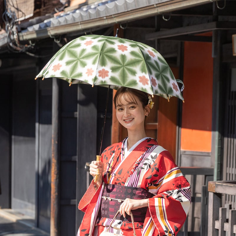和モダン日傘 晴雨兼用｜深張り・抹茶 | くらす和晒（わざらし）｜洗っ
