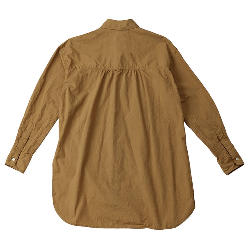 和晒 長袖両脇ディープスリットシャツ｜キャメル | くらす和晒（わざ