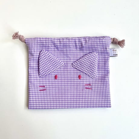 【即納】コップ袋 & ワッフルループタオルset♡『どうぶつシリーズ』パープル