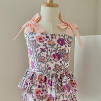 ハンドブロックプリントのペプラムトップス