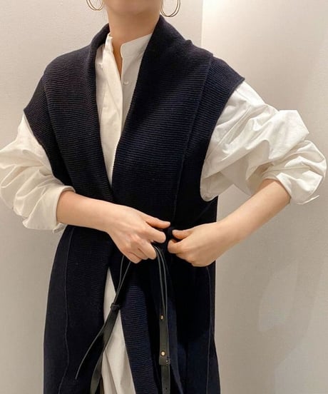 puff sleeve dress / knit vest　hm1721