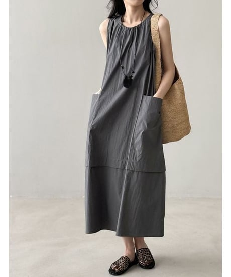 v-neck loose dress / 2color　hm2327