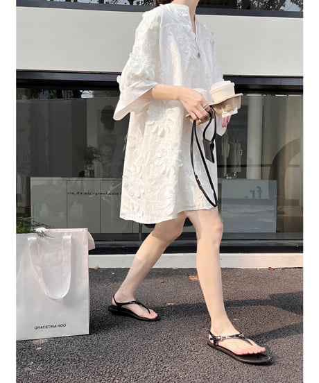 embroidered shirt dress　hm2941