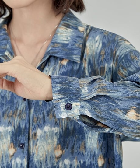 nuance pattern blue shirt　hm2033