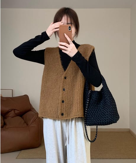 warm knit vest / 3color　hm2779