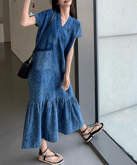 flared denim dress　hm2867
