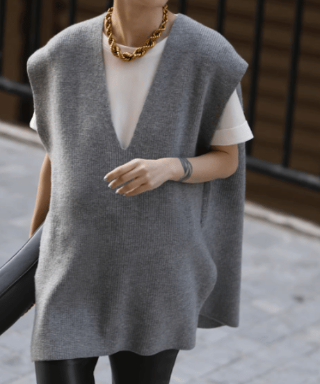 loose v neck vest / 2color　hm1834