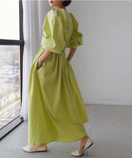 bubble sleeve shirt dress / 2color　hm1582