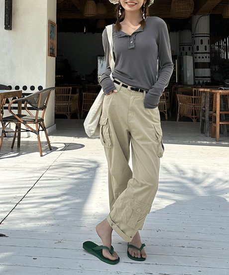 wide leg cargo pants / 2color　hm1343