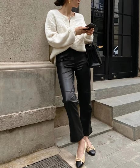 french white knit cardigan　hm1804