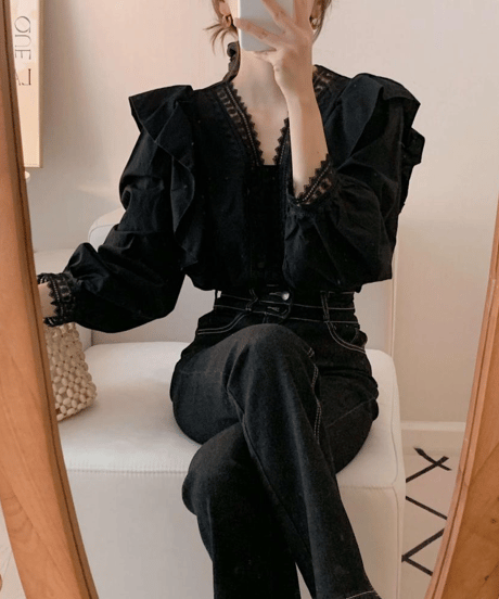 lace sheer blouse / 2color　hm2919
