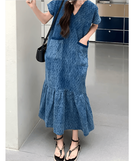 flared denim dress　hm2867